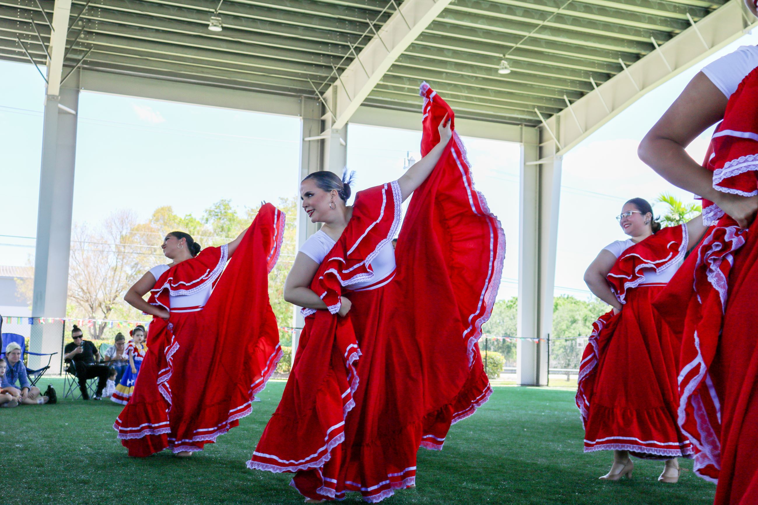 Image of group of female dancers giving demonstration of culture dance