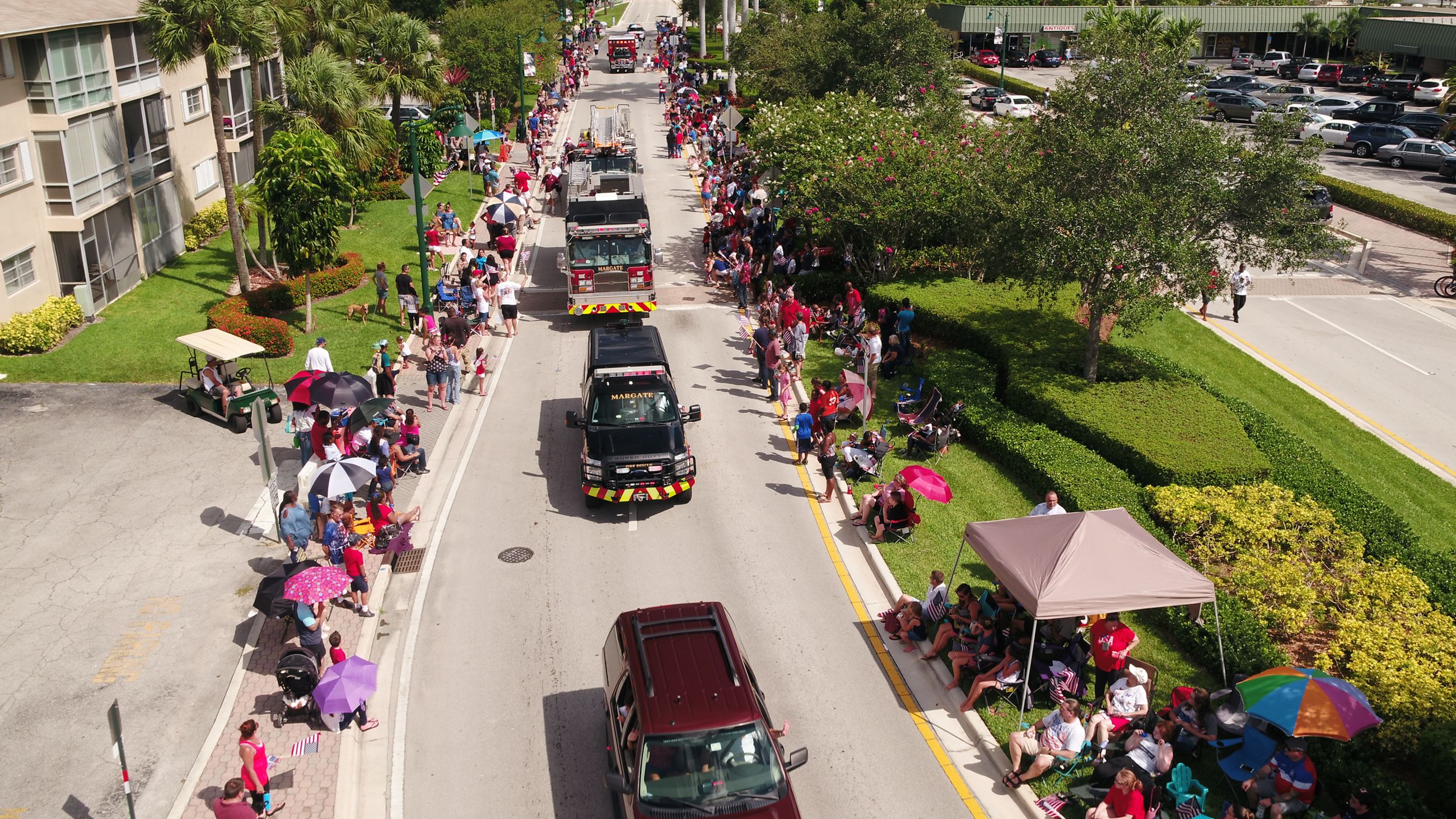 Aerial shot of previous Margate's Fourth of July parade