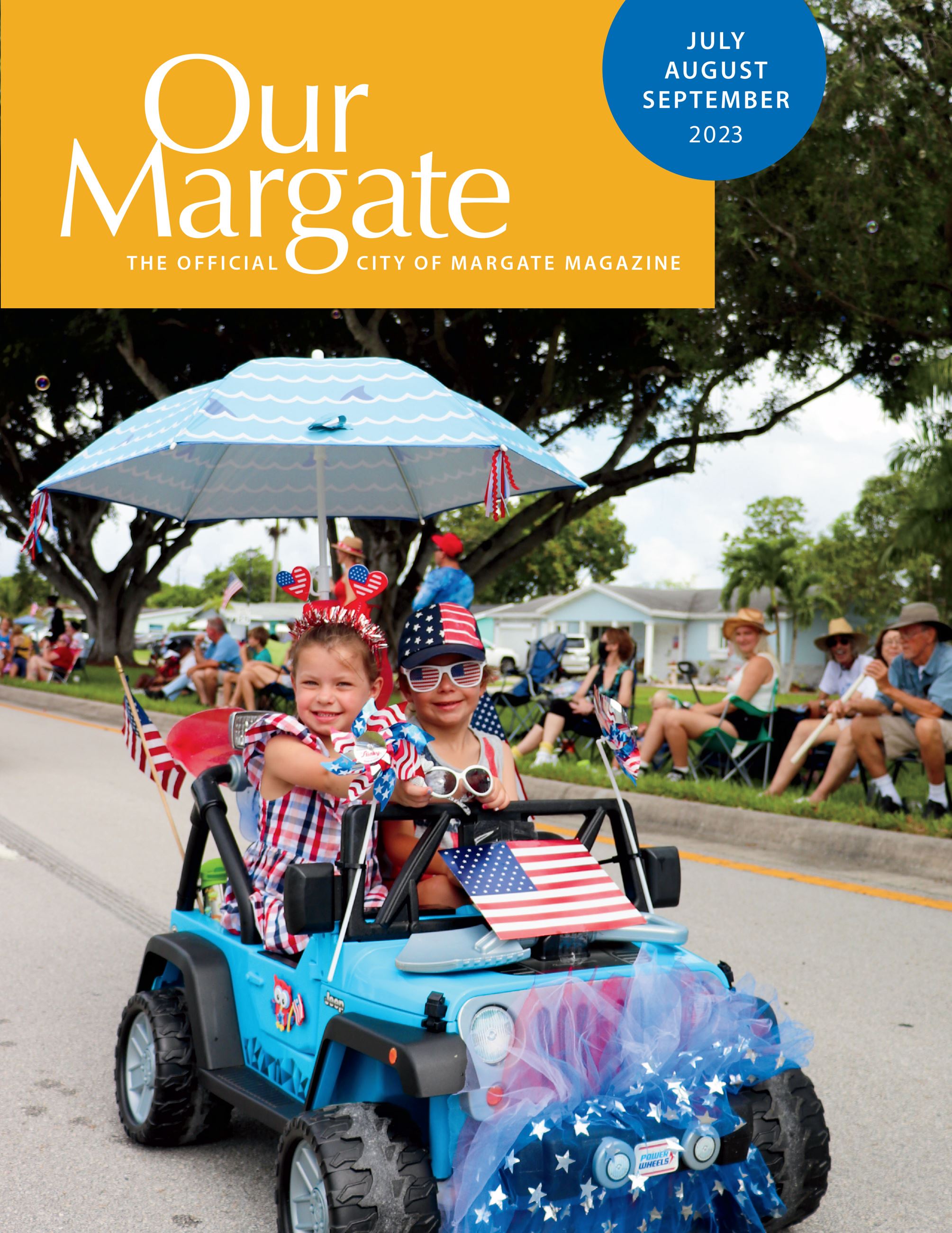 Graphic illustration of Fourth of July Parade participants and text that reads \"Our Margate\"