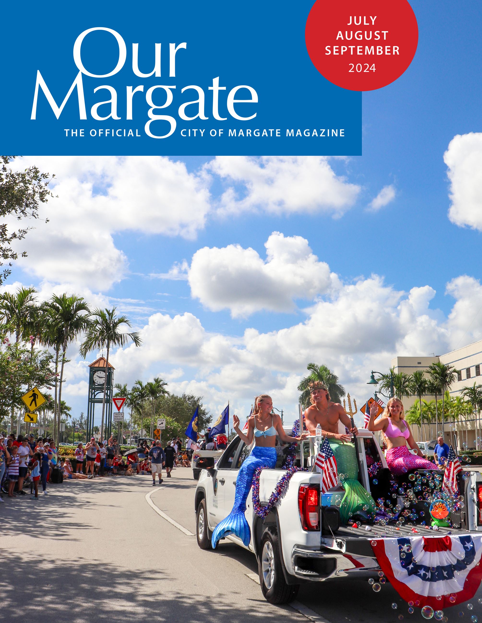 Graphic image with photo of Fourth of July Parade and text that reads \"Our Margate\"