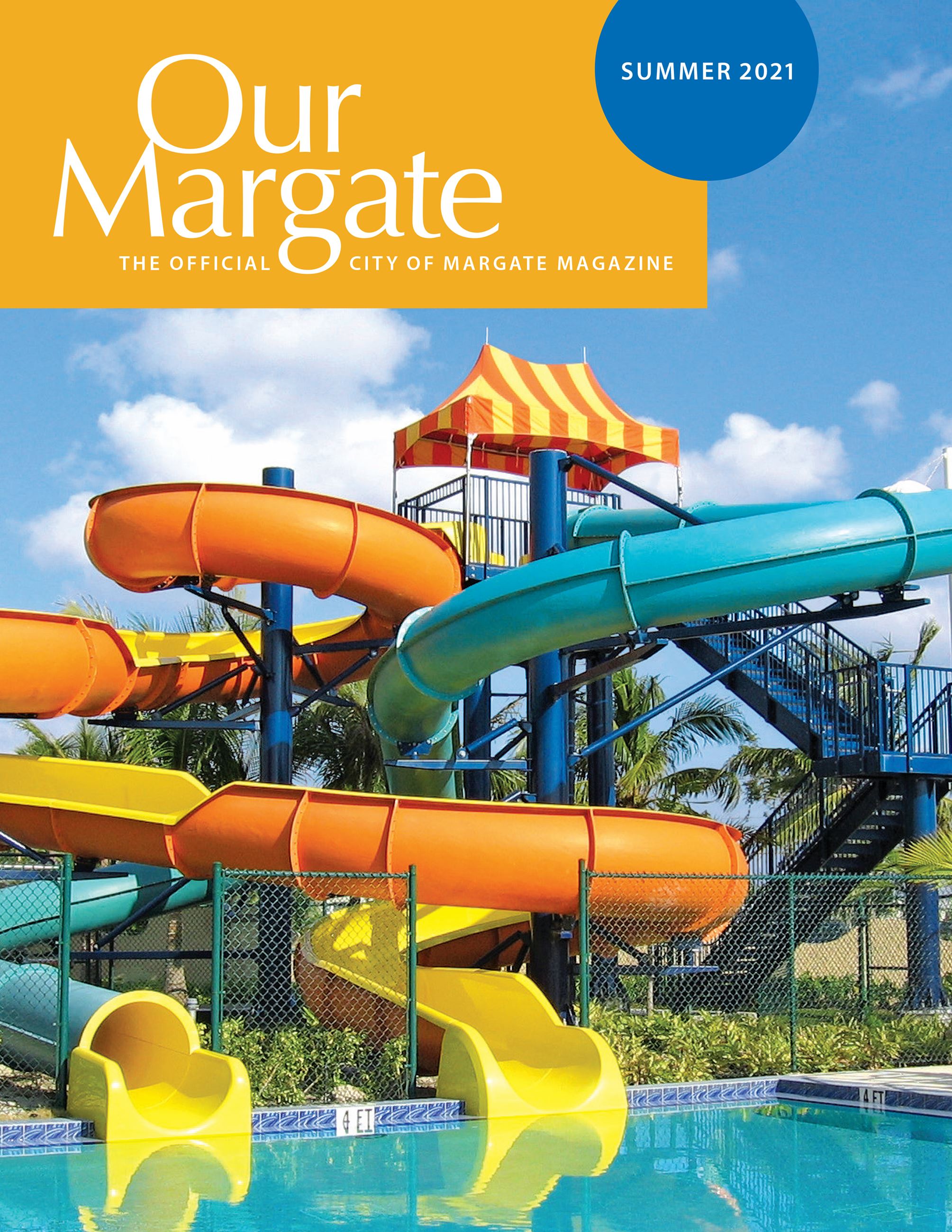 Graphic image with photo of slides at Calypso Cove and text that reads \"Our Margate\"