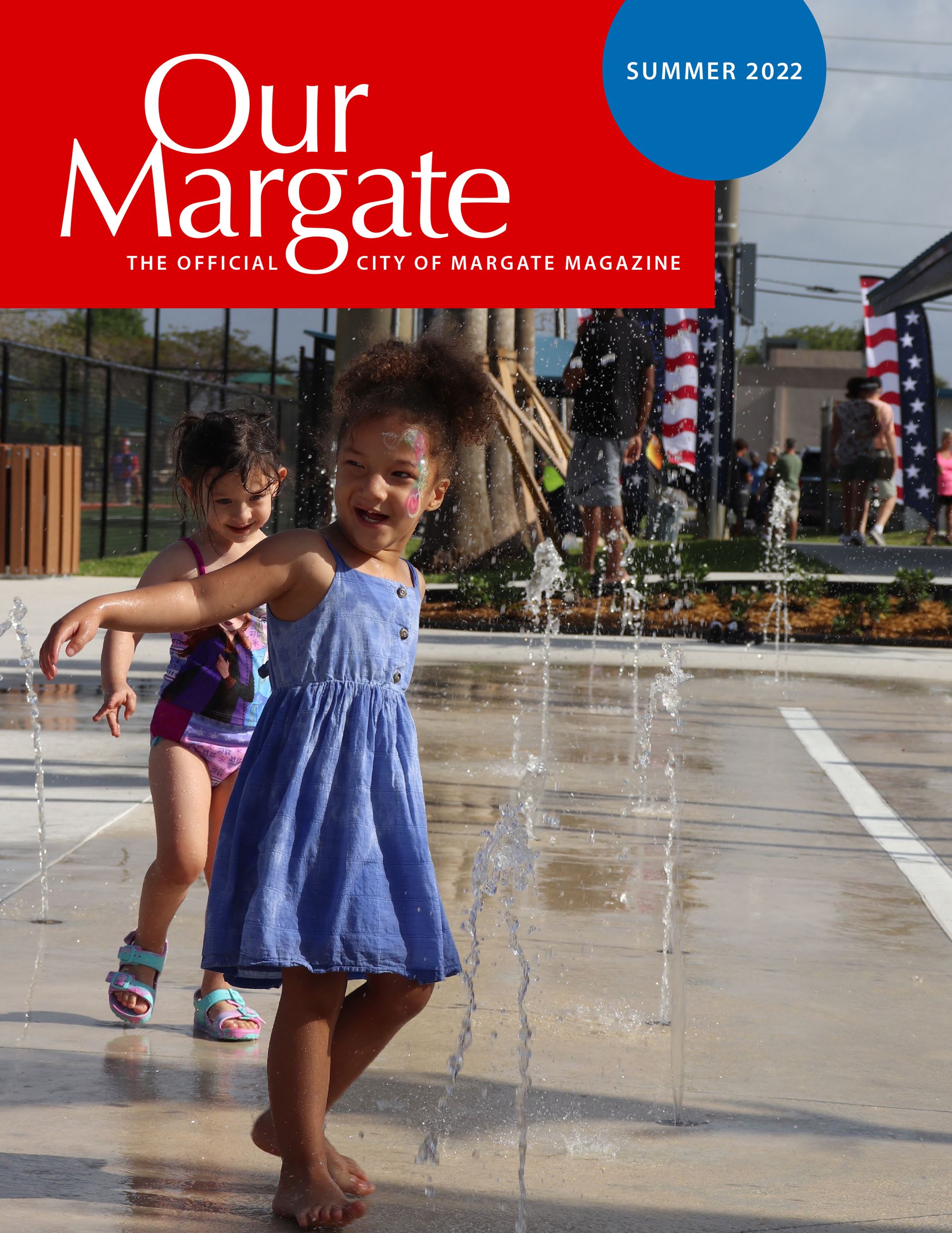 Graphic image with photo of splash pad at Vinson Park and text that reads \"Our Margate\"